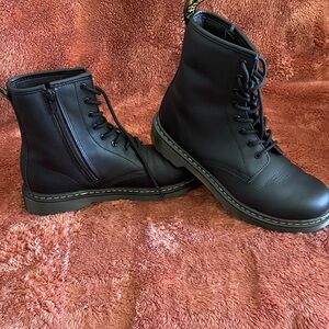 Black Leather Lace-Up Boots